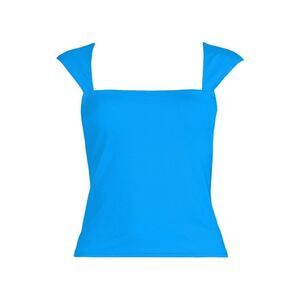 Land's End Plus Size Square Neck and Back underwire tankini freshwater blue Var